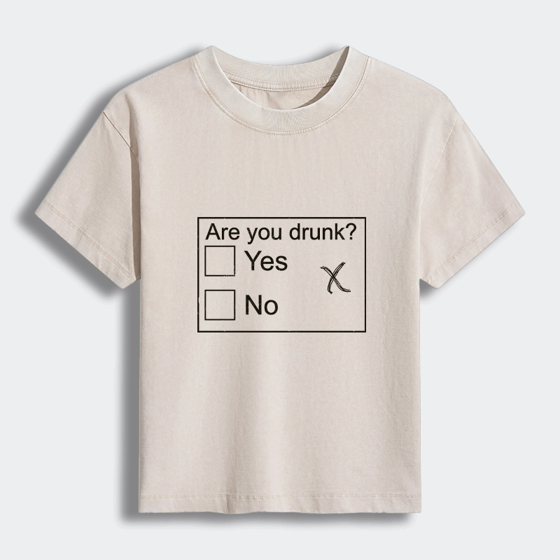 Tokyo-Tiger Confused Drunk Checkbox Graphic Women's Washed T-shirt