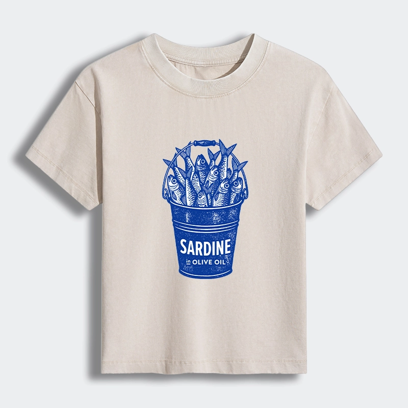 Tokyo-Tiger Vintage Bucket Full Of Fresh Sardines Women's Washed T-shirt