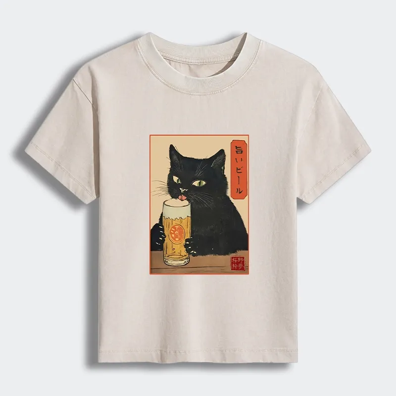 Tokyo-Tiger Cat Holding A Glass Of Beer Women's Washed T-shirt Sale