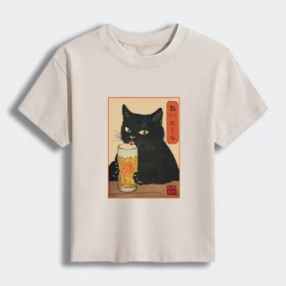 Tokyo-Tiger Cat Holding A Glass Of Beer Women's Washed T-shirt