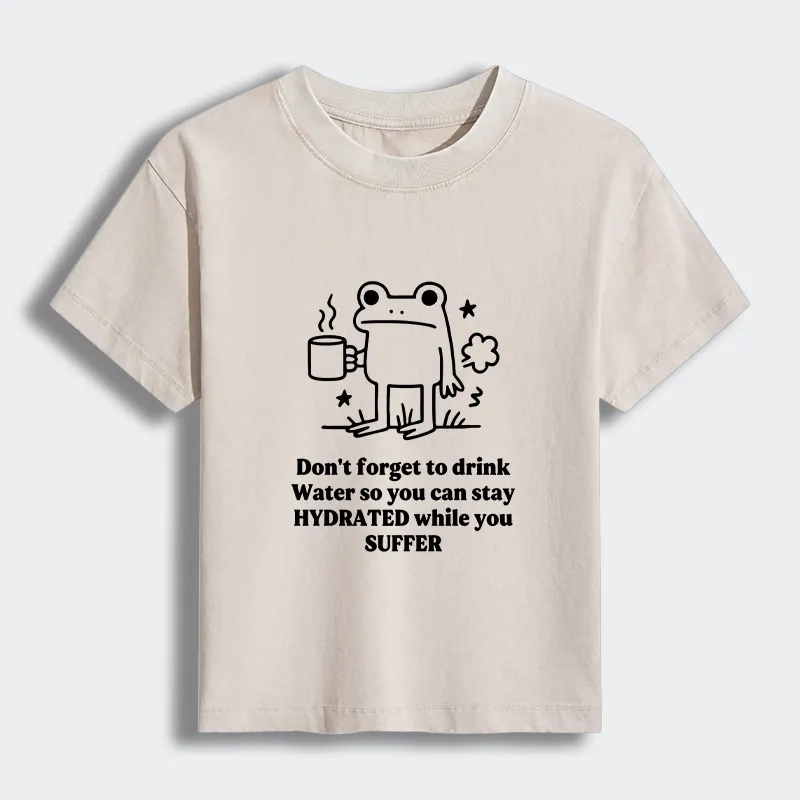 Tokyo-Tiger Frog Says Drink Water Women's Washed T-shirt Sale