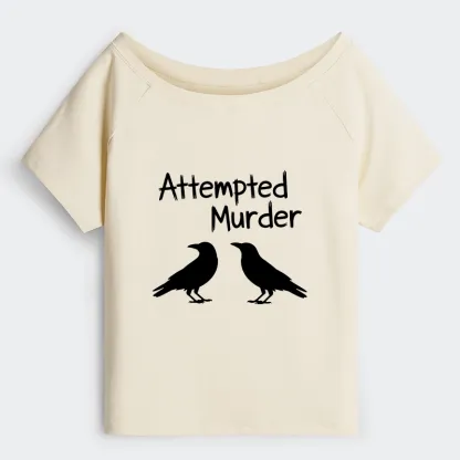 Tokyo-Tiger Two Crows Attempted Murder Joke Off Shoulder T-Shirt