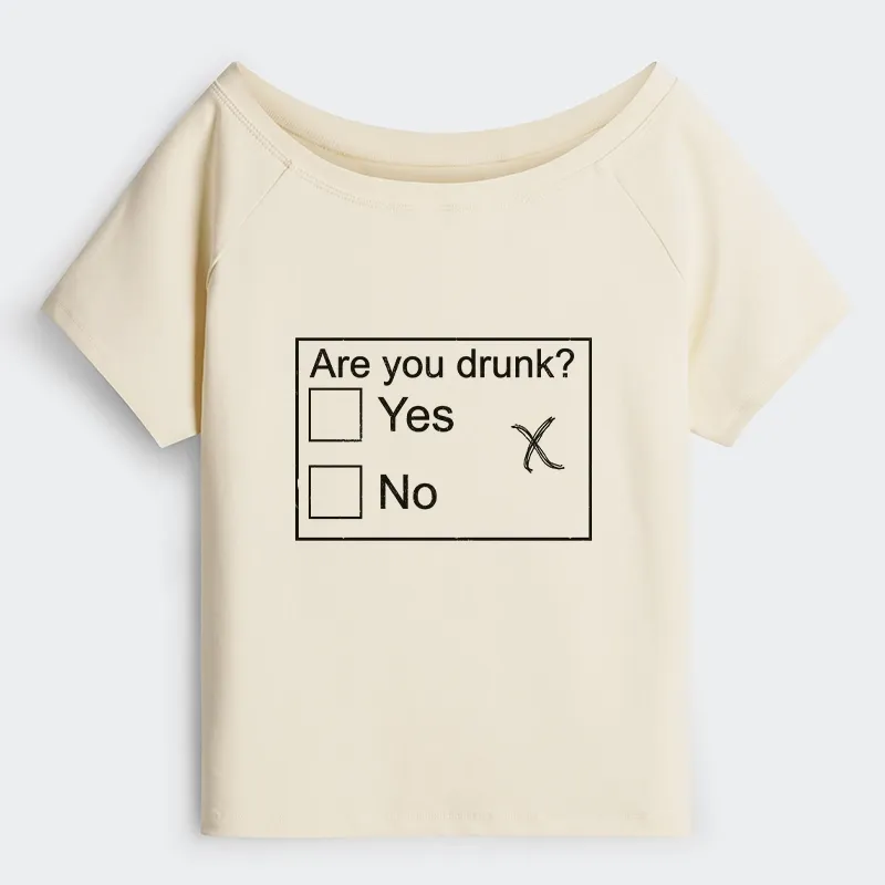 Tokyo-Tiger Confused Drunk Checkbox Graphic Off Shoulder T-Shirt