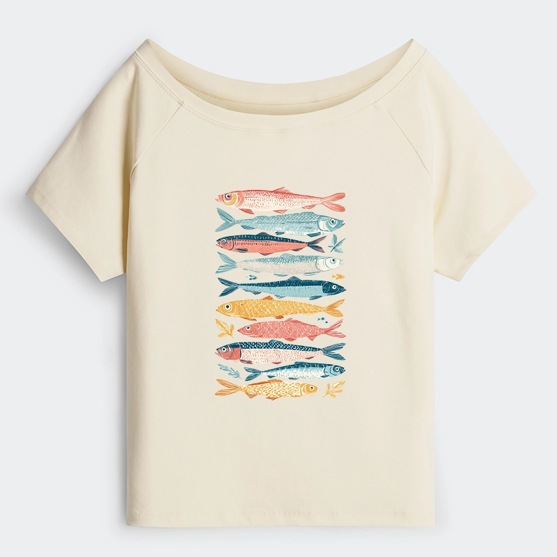 Tokyo-Tiger Beautiful Colorful Fish In The Sea Off Shoulder T-Shirt