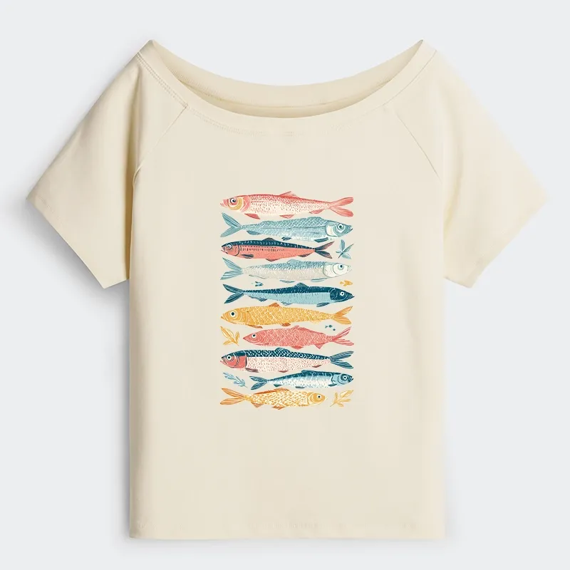 Tokyo-Tiger Beautiful Colorful Fish In The Sea Off Shoulder T-Shirt
