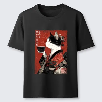 Tokyo-Tiger Kimono Tea Cat Red Vintage Ink Art Classic T-Shirt