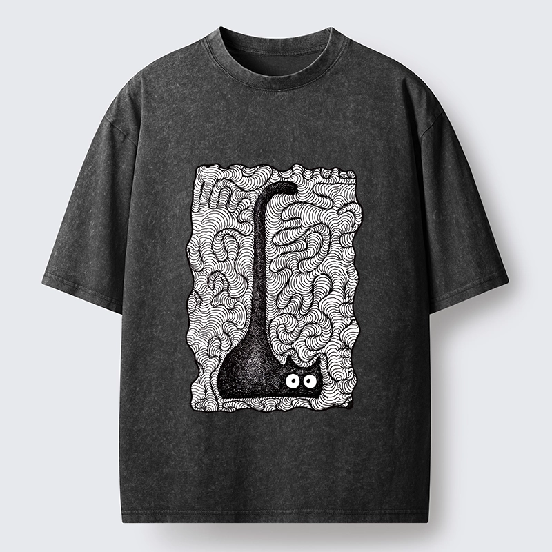 Tokyo-Tiger Trippy Zentangle Secret Cat Art Print Washed T-Shirt