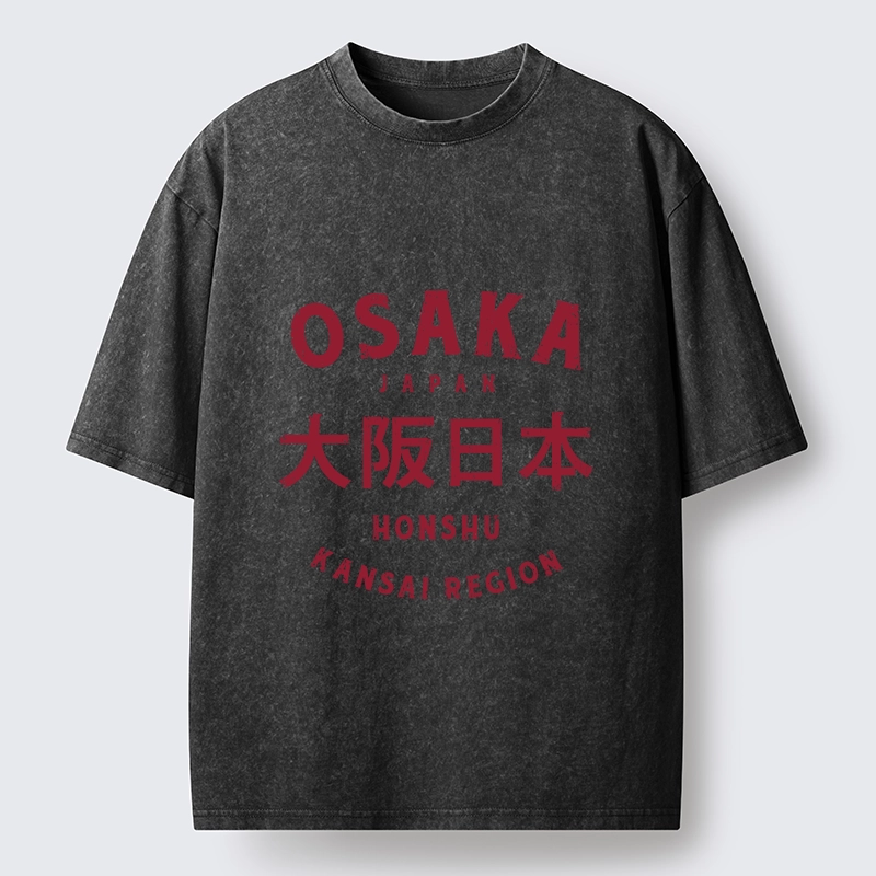 Tokyo-Tiger Vintage Osaka Japan City Graphic Washed T-Shirt