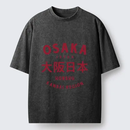 Tokyo-Tiger Vintage Osaka Japan City Graphic Washed T-Shirt