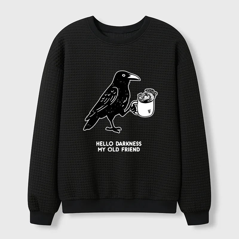 Tokyo-Tiger Crow Drinking Black Coffee Funny Waffle Sweatshirt