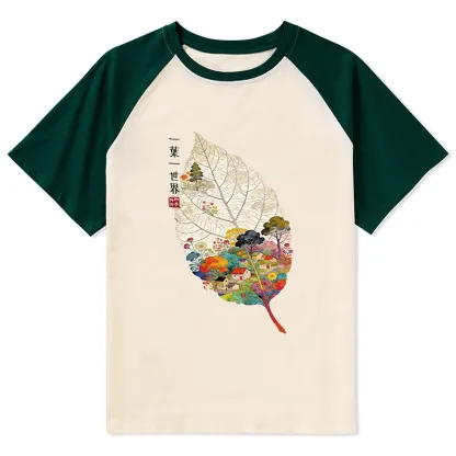Tokyo-Tiger One Leaf Holds A Tiny Colorful World Raglan T-shirt