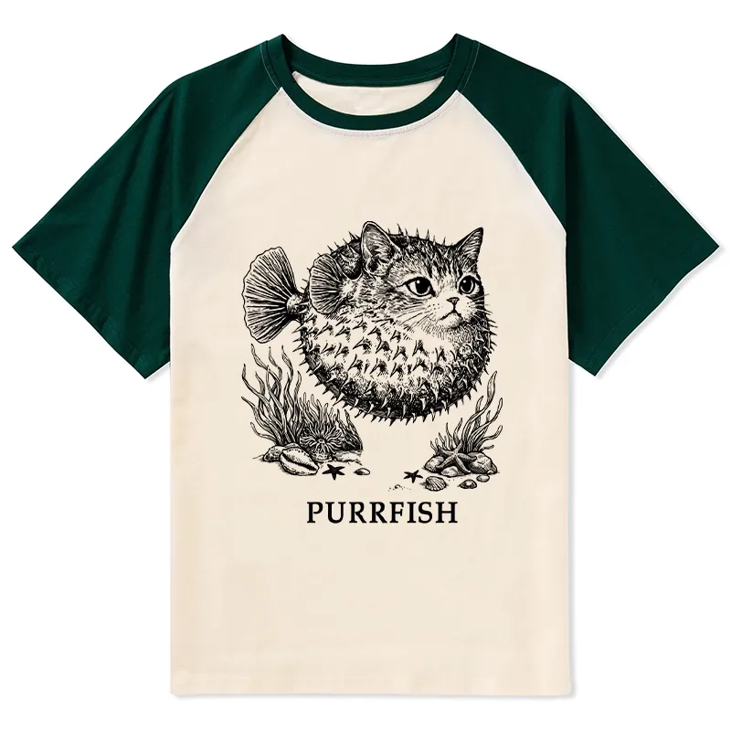 Tokyo-Tiger Spiky Puffer With Cute Cat Head Raglan T-shirt