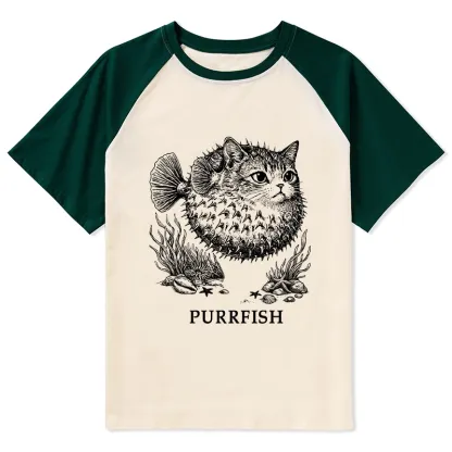 Tokyo-Tiger Spiky Puffer With Cute Cat Head Raglan T-shirt