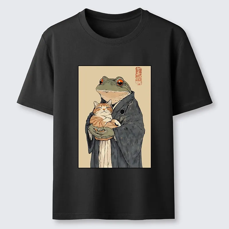 Tokyo-Tiger Frog Holds Sleepy Cat Classic T-Shirt