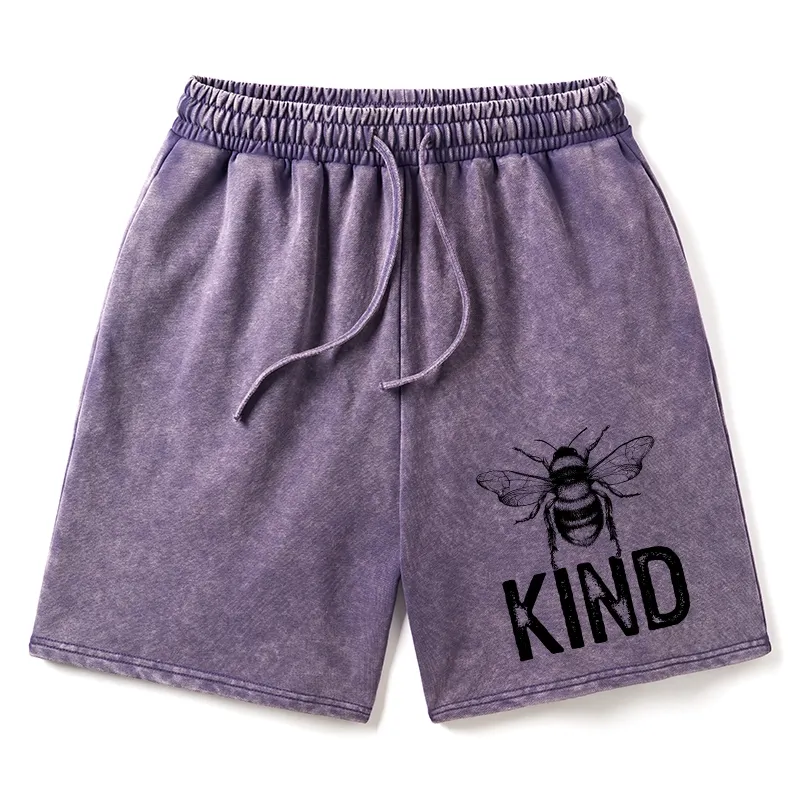 Tokyo-Tiger Minimalist Bee Kind Illustration Washed Shorts