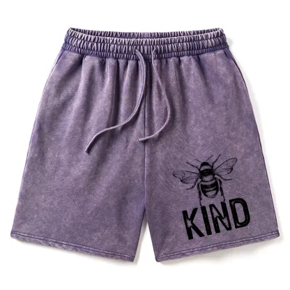 Tokyo-Tiger Minimalist Bee Kind Illustration Washed Shorts