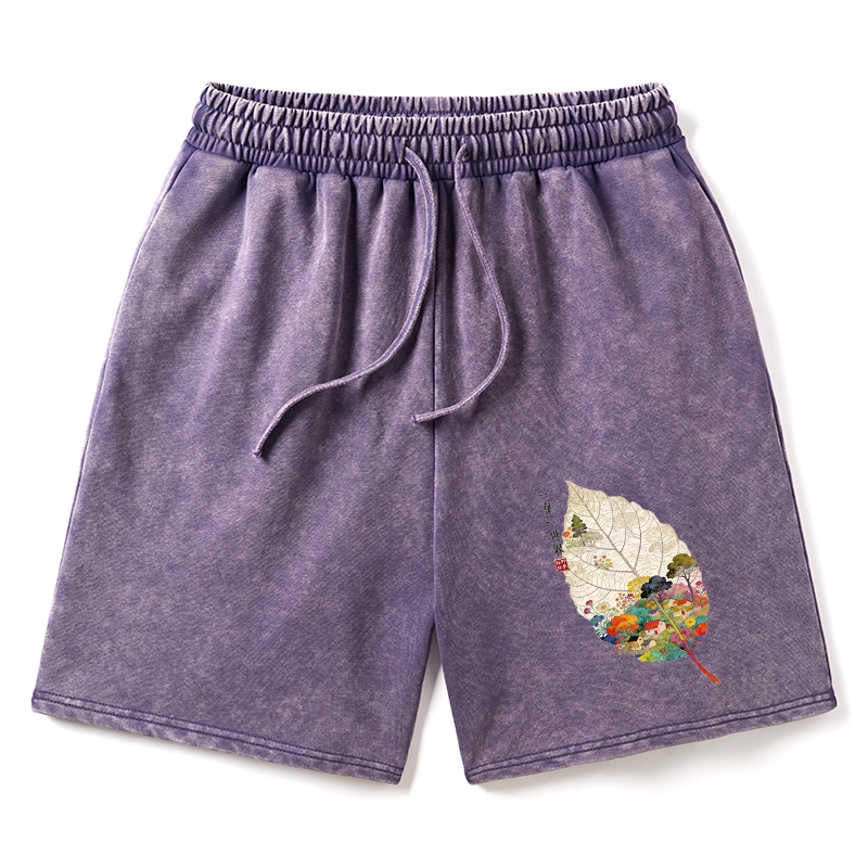 Tokyo-Tiger One Leaf Holds A Tiny Colorful World Washed Shorts