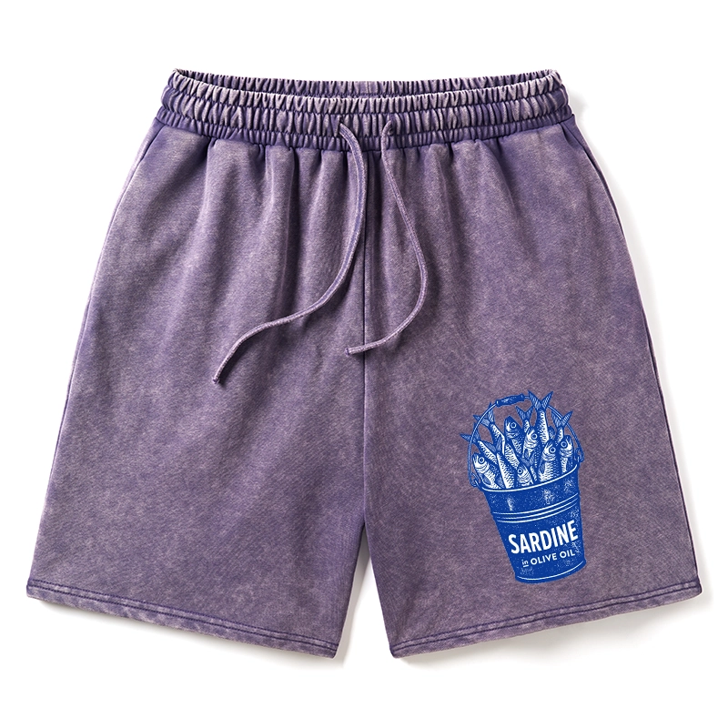 Tokyo-Tiger Vintage Bucket Full Of Fresh Sardines Washed Shorts