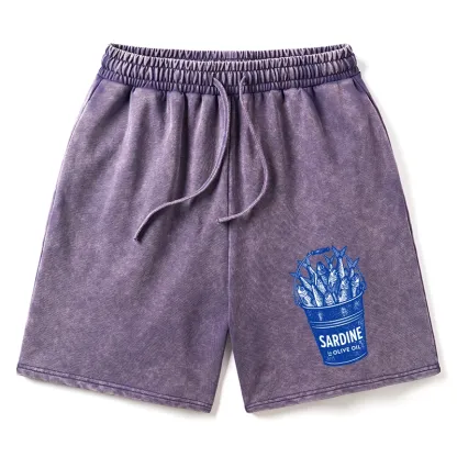 Tokyo-Tiger Vintage Bucket Full Of Fresh Sardines Washed Shorts