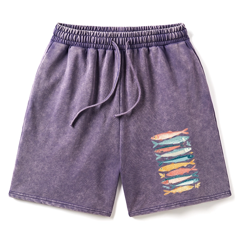 Tokyo-Tiger Beautiful Colorful Fish In The Sea Washed Shorts