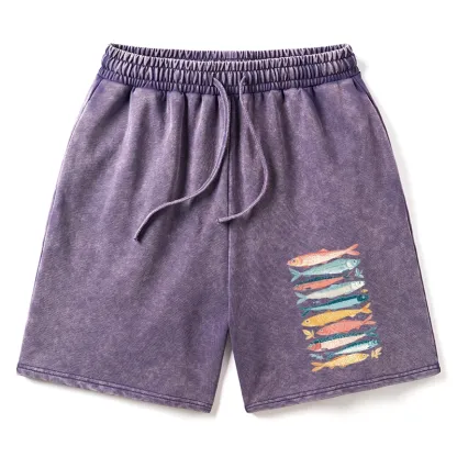 Tokyo-Tiger Beautiful Colorful Fish In The Sea Washed Shorts