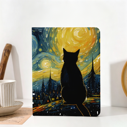 Tokyo-Tiger Black Cat Under The Stars Nobles Tablet Protective Case