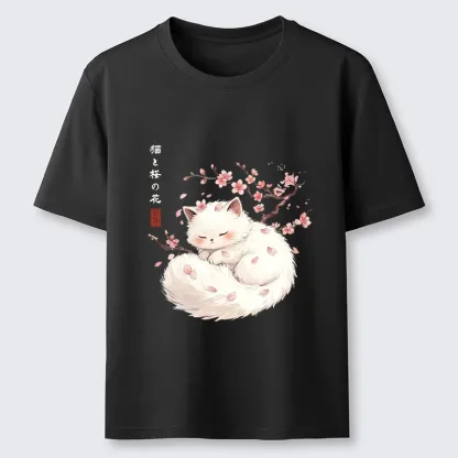 Tokyo-Tiger Soft Sakura White Cat Peaceful Sleep Classic T-Shirt