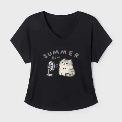 Tokyo-Tiger Summer Cat Chills With A Fan Modal Dolman Sleeve T-Shirt