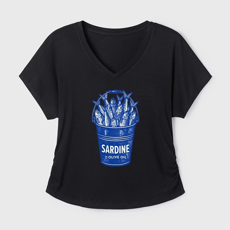 Tokyo-Tiger Vintage Bucket Full Of Fresh Sardines Modal Dolman Sleeve T-Shirt