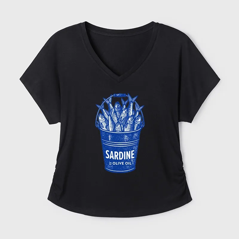 Tokyo-Tiger Vintage Bucket Full Of Fresh Sardines Modal Dolman Sleeve T-Shirt