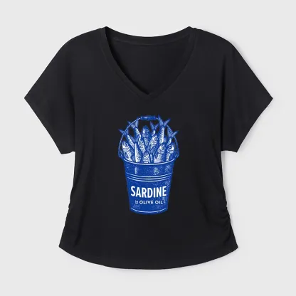 Tokyo-Tiger Vintage Bucket Full Of Fresh Sardines Modal Dolman Sleeve T-Shirt