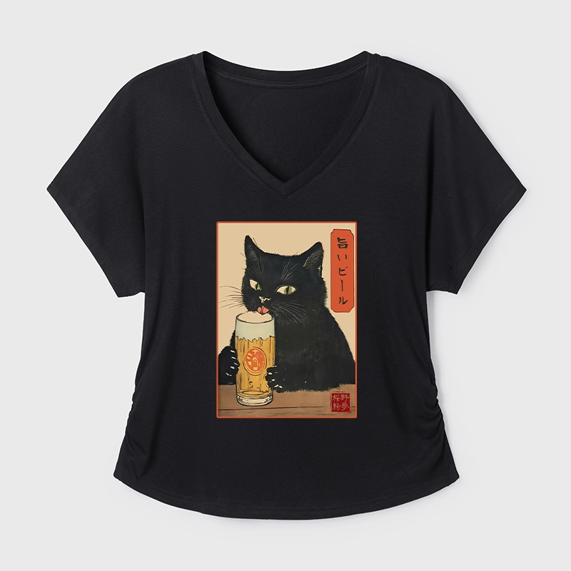 Tokyo-Tiger Cat Holding A Glass Of Beer Modal Dolman Sleeve T-Shirt
