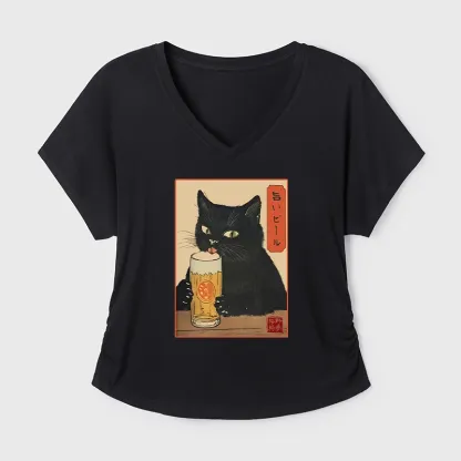 Tokyo-Tiger Cat Holding A Glass Of Beer Modal Dolman Sleeve T-Shirt