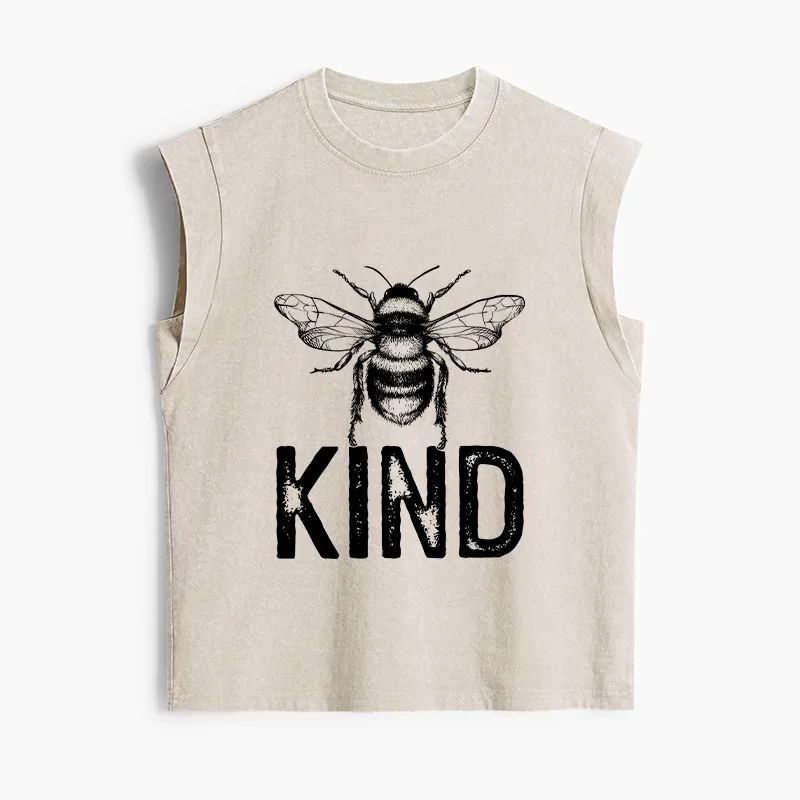 Tokyo-Tiger Minimalist Bee Kind Illustration Women's Washed Tank Tops Sale