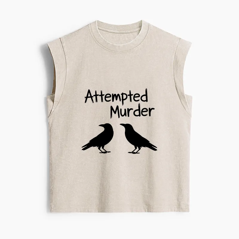 Tokyo-Tiger Two Crows Attempted Murder Joke Women's Washed Tank Tops Sale