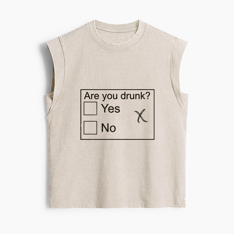 Tokyo-Tiger Confused Drunk Checkbox Graphic Women's Washed Tank Tops