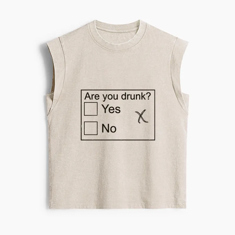 Tokyo-Tiger Confused Drunk Checkbox Graphic Women's Washed Tank Tops Sale