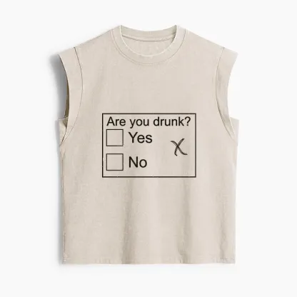 Tokyo-Tiger Confused Drunk Checkbox Graphic Women's Washed Tank Tops