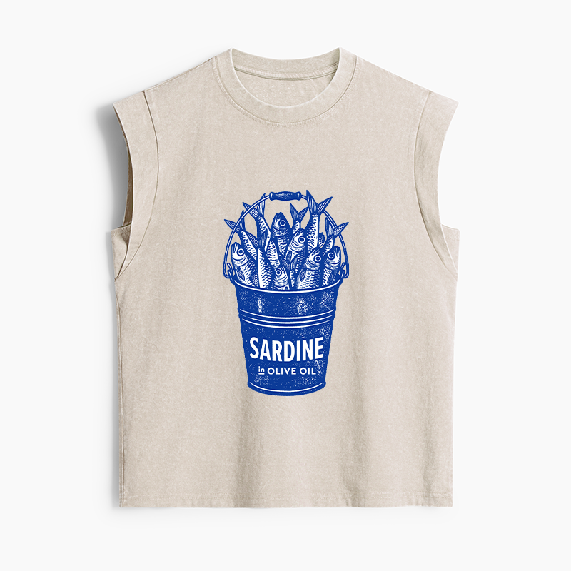 Tokyo-Tiger Vintage Bucket Full Of Fresh Sardines Women's Washed Tank Tops