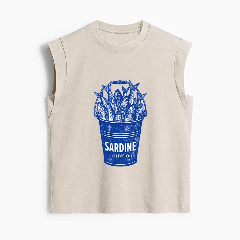 Tokyo-Tiger Vintage Bucket Full Of Fresh Sardines Women's Washed Tank Tops Sale