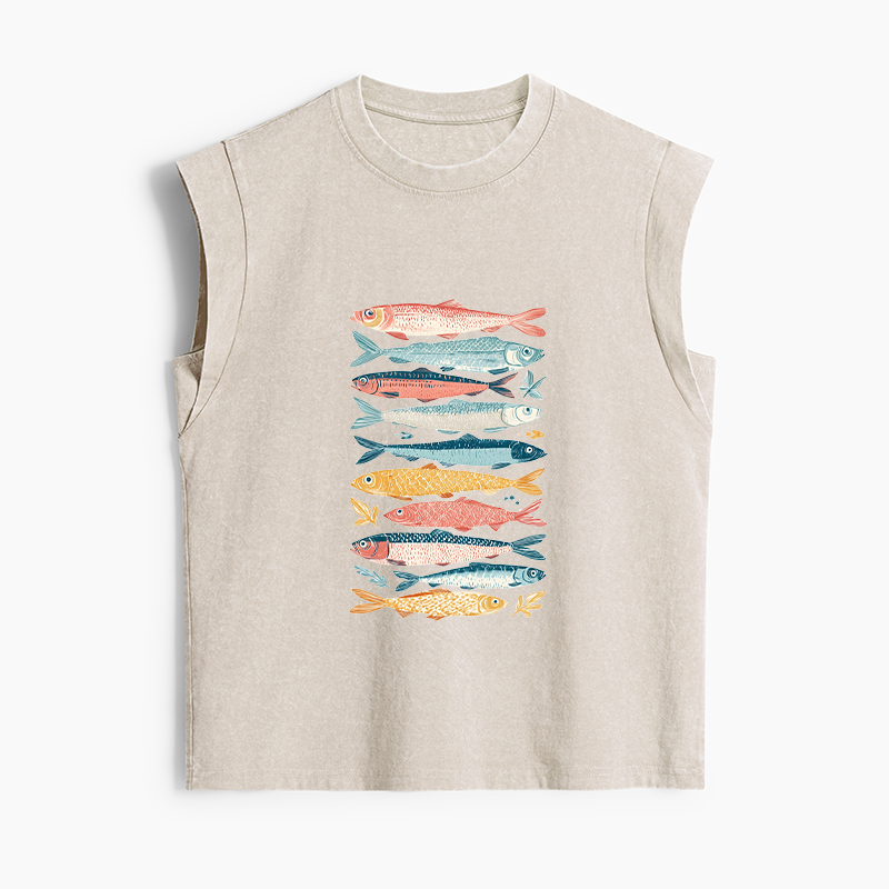 Tokyo-Tiger Beautiful Colorful Fish In The Sea Women's Washed Tank Tops