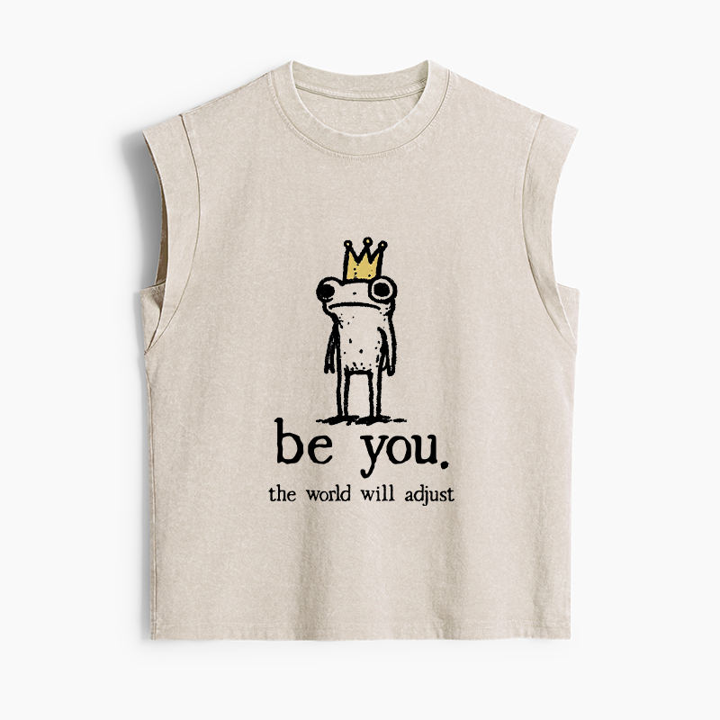 Tokyo-Tiger Crown Frog Stays True To Self Women's Washed Tank Tops