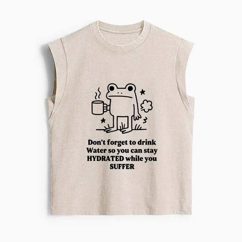 Tokyo-Tiger Frog Says Drink Water Women's Washed Tank Tops Sale