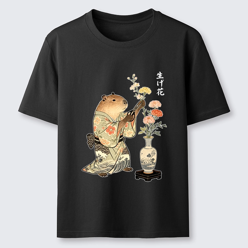 Tokyo-Tiger Chill Capybara Arranging Flower Art Classic T-Shirt