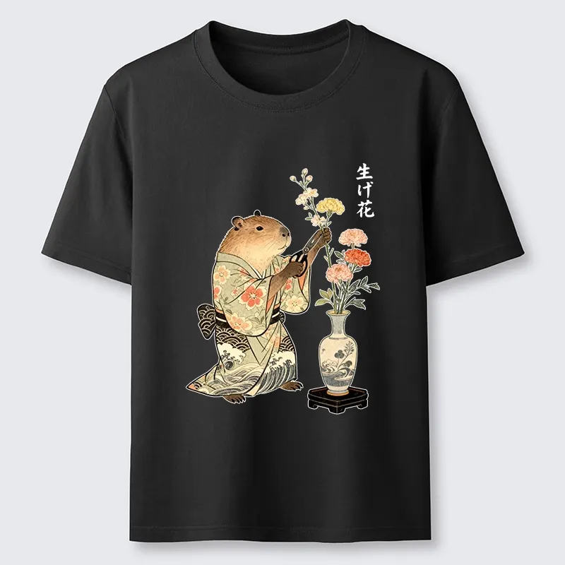 Tokyo-Tiger Chill Capybara Arranging Flower Art Classic T-Shirt