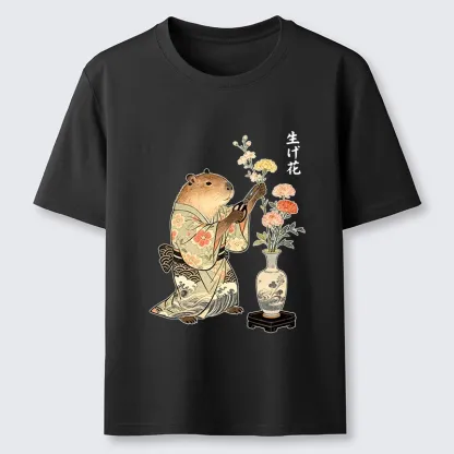 Tokyo-Tiger Chill Capybara Arranging Flower Art Classic T-Shirt
