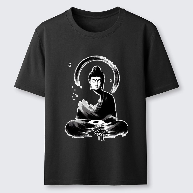 Tokyo-Tiger Serene Mountain Buddha Zen Art Classic T-Shirt