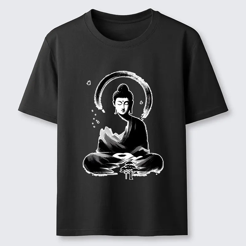 Tokyo-Tiger Serene Mountain Buddha Zen Art Classic T-Shirt