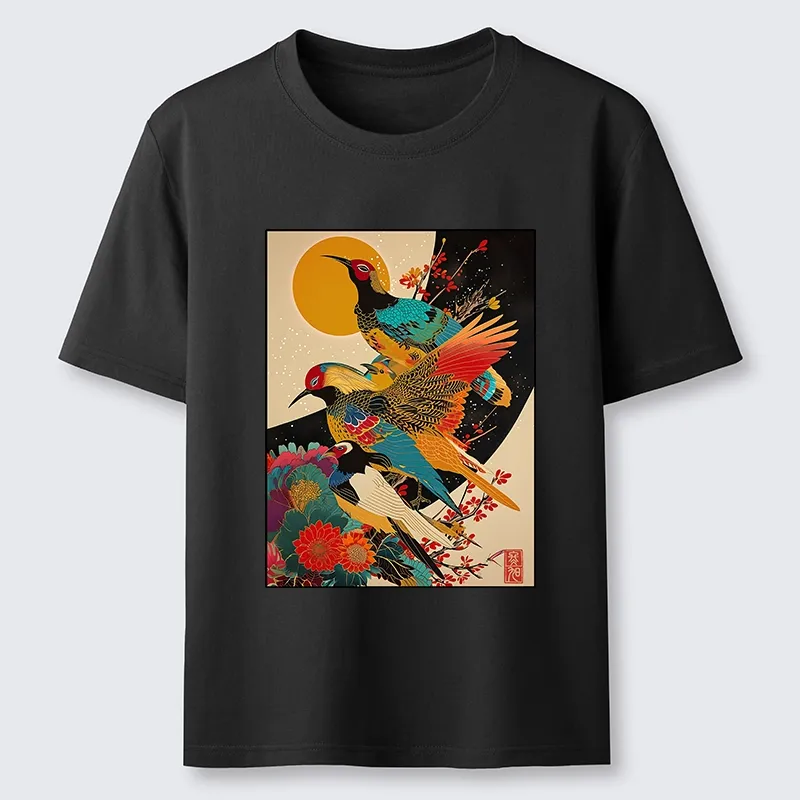 Tokyo-Tiger Sunrise Pheasants Blossom Oriental Art Design Classic T-Shirt