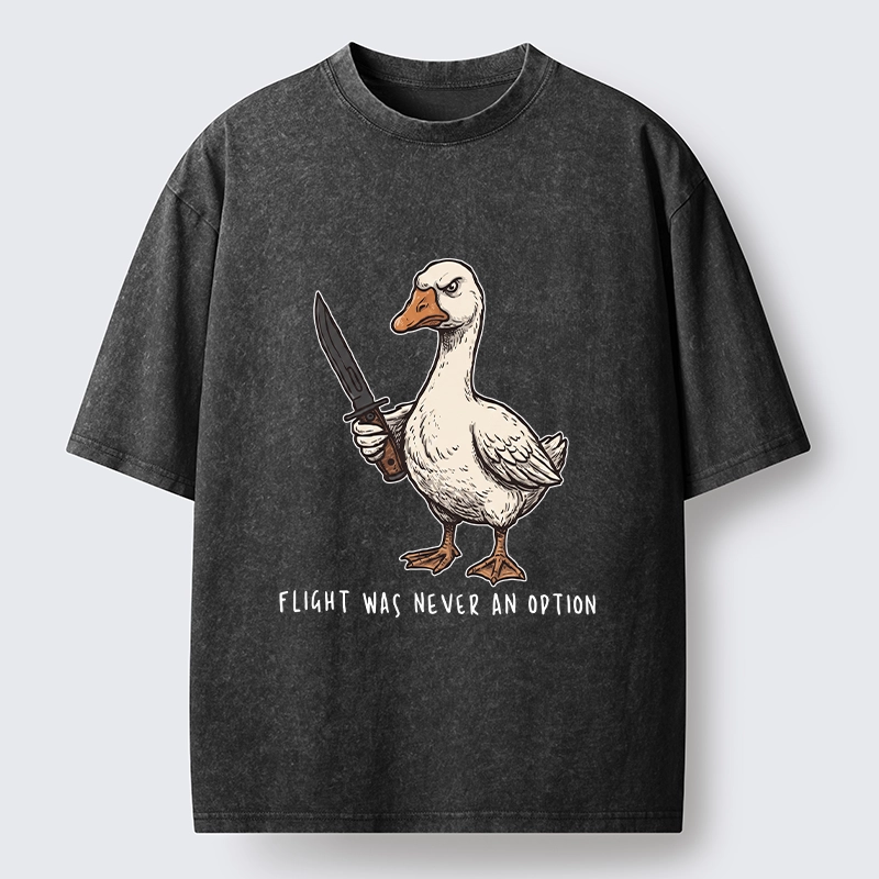 Tokyo-Tiger Tough Goose Holding Knife Funny Meme Washed T-Shirt